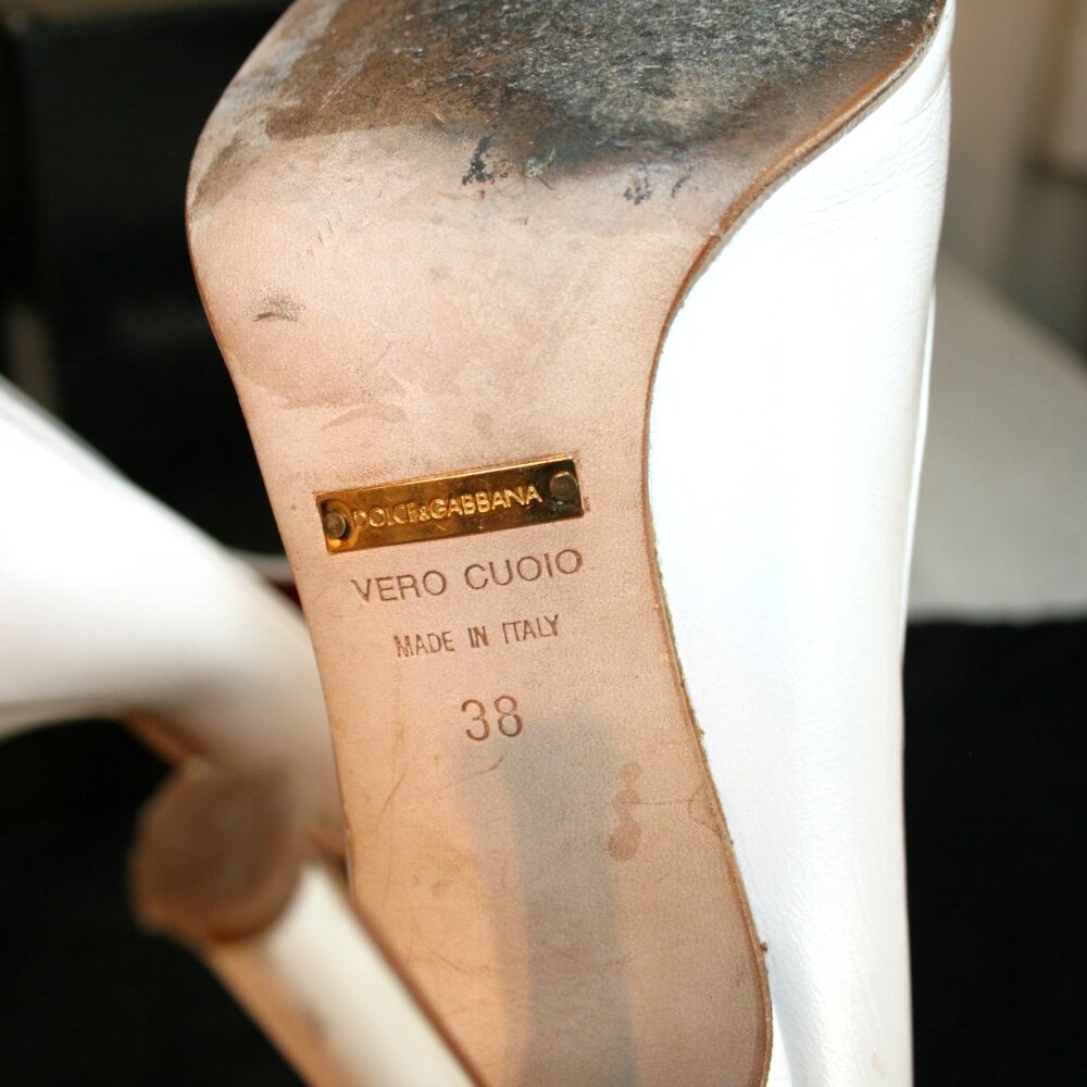 Dolce & Gabbana Nero White Leather Pumps Size 38 Eur. / 7.5 US - Picture 12 of 13